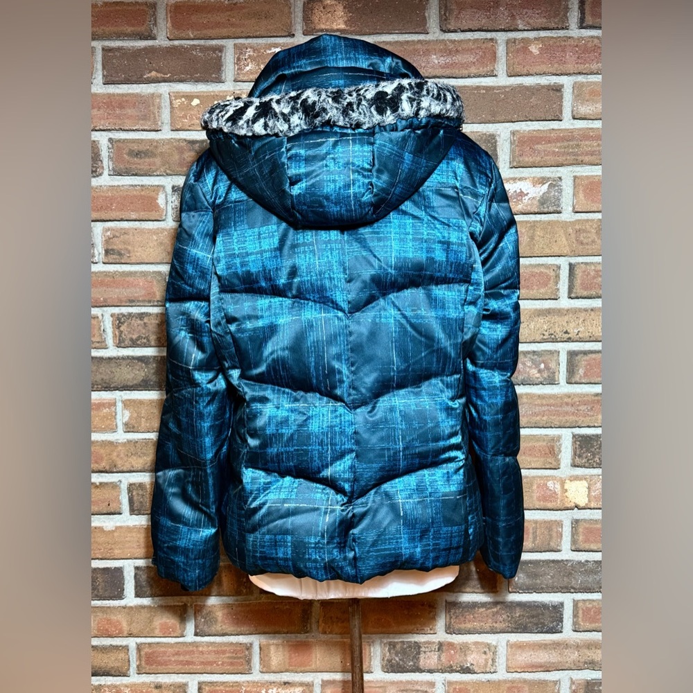 ZeroXposur Women’s Large Teal Plaid Puffer Jacket Hooded - Picture 3 of 6